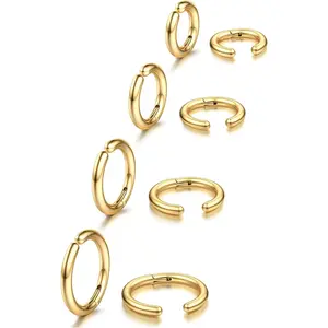 Stainless Steel Non Perforated Clip on Fake Earrings Cool Ear Clip Gift Set for Men and Women