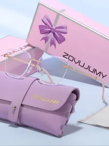 Women's Gradient Frameless Eyeglasses, Metal Rhinestone Design, Daily Commute & Party Wear, Stylish Fashion Accessory