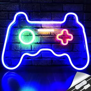 Adjustable LED Neon Game Sign USB Plug-In, Handheld Controller Shape Lamp, Perfect for Teen Boys' Gaming Room, Bedroom Decor & Accessories