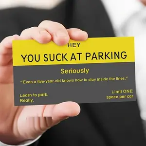 50 Funny Parking Cards, Parking Warning Cards, Learning Parking Skills Cards "You Park Like a Card" Funny Prank Parking Card