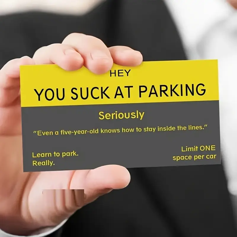 50 Funny Parking Cards, Parking Warning Cards, Learning Parking Skills Cards "You Park Like a Card" Funny Prank Parking Card
