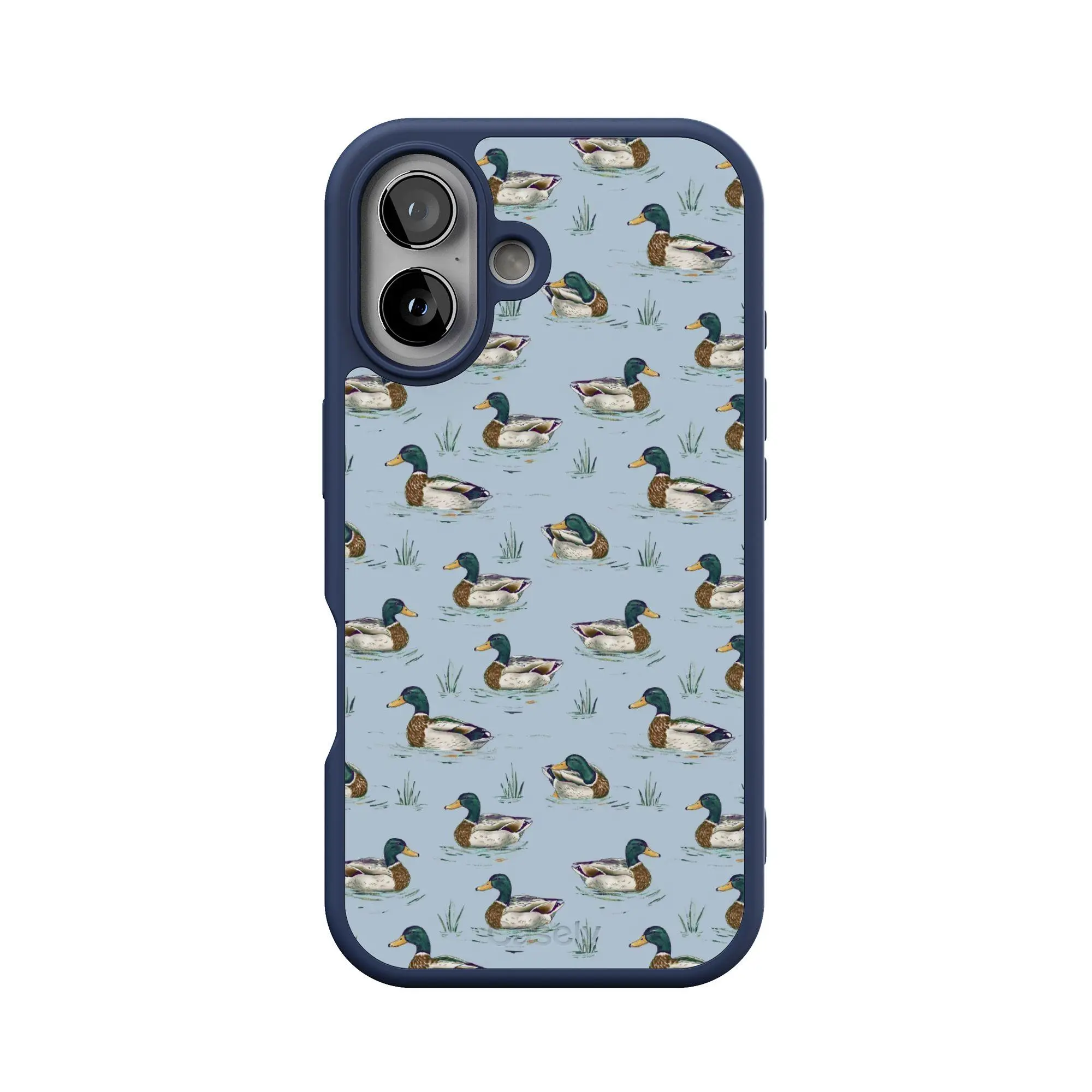 Casely iPhone 16 Case | The Boyfriend Collection | Blue Mallard & Co. | Align Soft-Touch Flexible Bumper Case | Compatible with MagSafe