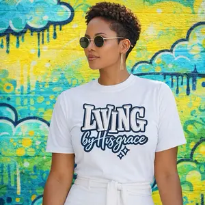 Living by His Grace Screen Print Transfer only– Christian Faith Design for T-Shirts