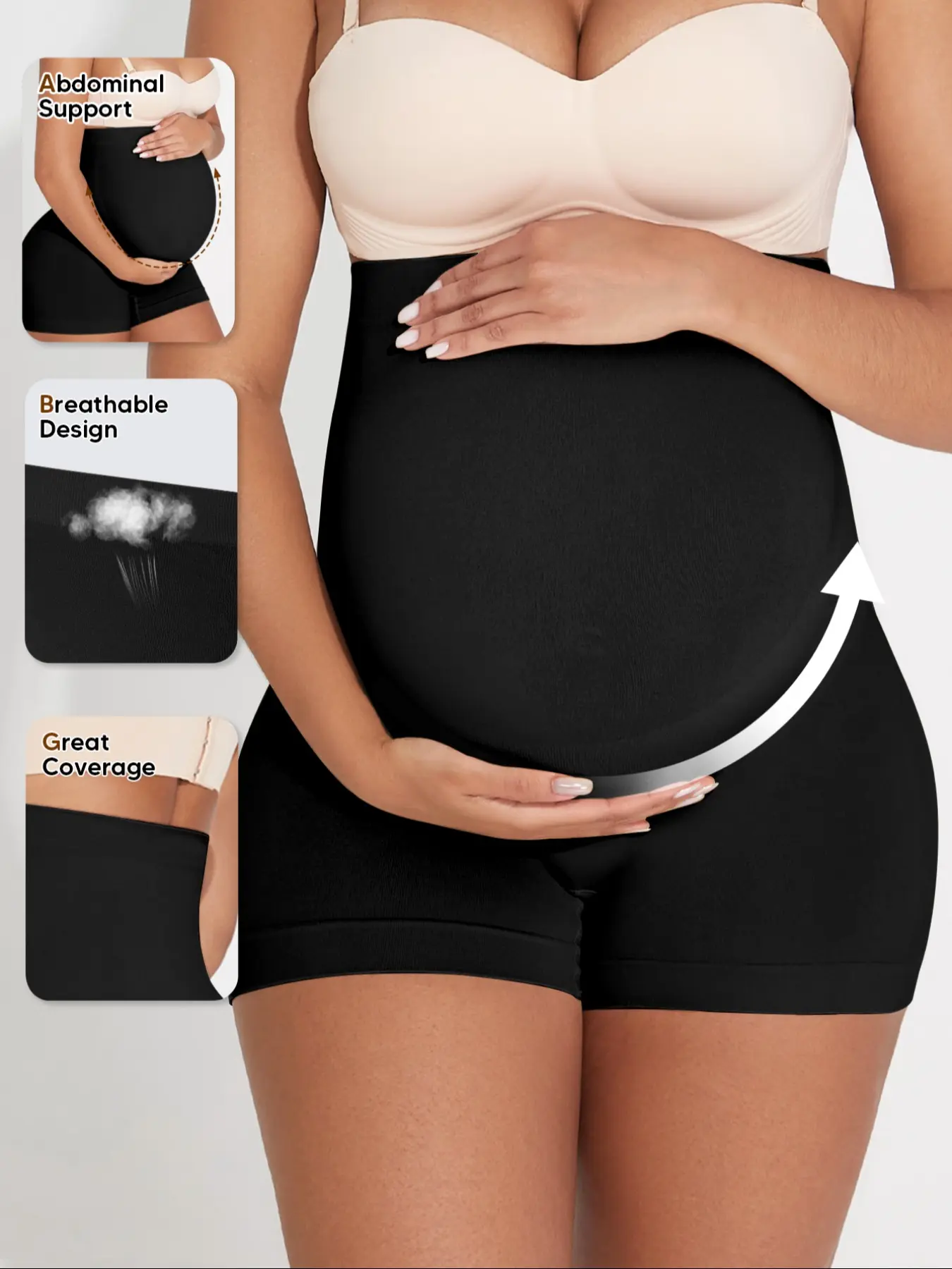 Maternity High Waist Support Shorts for Pregnancy, Seamless Belly Control Shapewear, Gentle Tummy Support, Adaptive Waist Panel, Thigh Slimming Design, Maternity Clothing, Maternity Apparel, Pregnancy Must Haves, Maternity Clothes