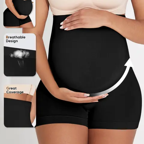 Maternity High Waist Support Shorts for Pregnancy, Seamless Belly Control Shapewear, Gentle Tummy Support, Adaptive Waist Panel, Thigh Slimming Design, Maternity Clothing, Maternity Apparel, Pregnancy Must Haves, Maternity Clothes