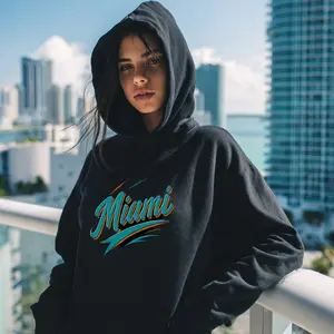 Miami Game Day Hoodie – Aqua & Orange Football Streetwear