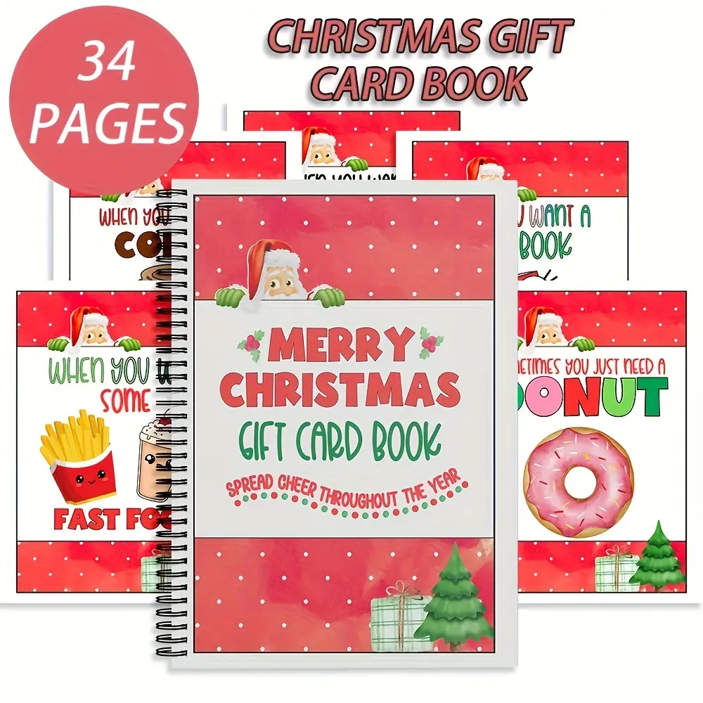 Christmas Greeting Card Book, Holiday Cards, 34-Page Custom Message Card Gift Card Holder & Memory Keeper, Ideal Holiday Gift for Women, Families, Friends & Coworkers