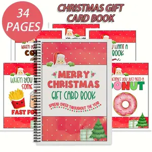 Christmas Greeting Card Book, 34-Page Custom Message Card Gift Card Holder & Memory Keeper, Ideal Holiday Gift for Women, Families, Friends & Coworkers