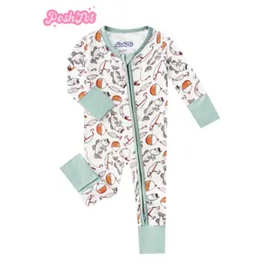 POSHTOT Bamboo Fiber Baby Onesie with Foldable Feet & Mittens Fish Jump Dragon Gate Print for Ages 0-2 Comfortable Fit Casual Outdoor Jumpsuit