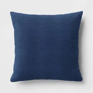 Oversized Square Cotton Boucle Reversible Throw Pillow with Linen Blue - Threshold