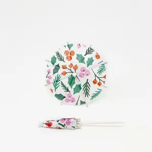 It’s a Holly Jolly Christmas!  Drink Umbrella for drink garnishes and cupcakes Drinkware Tropical