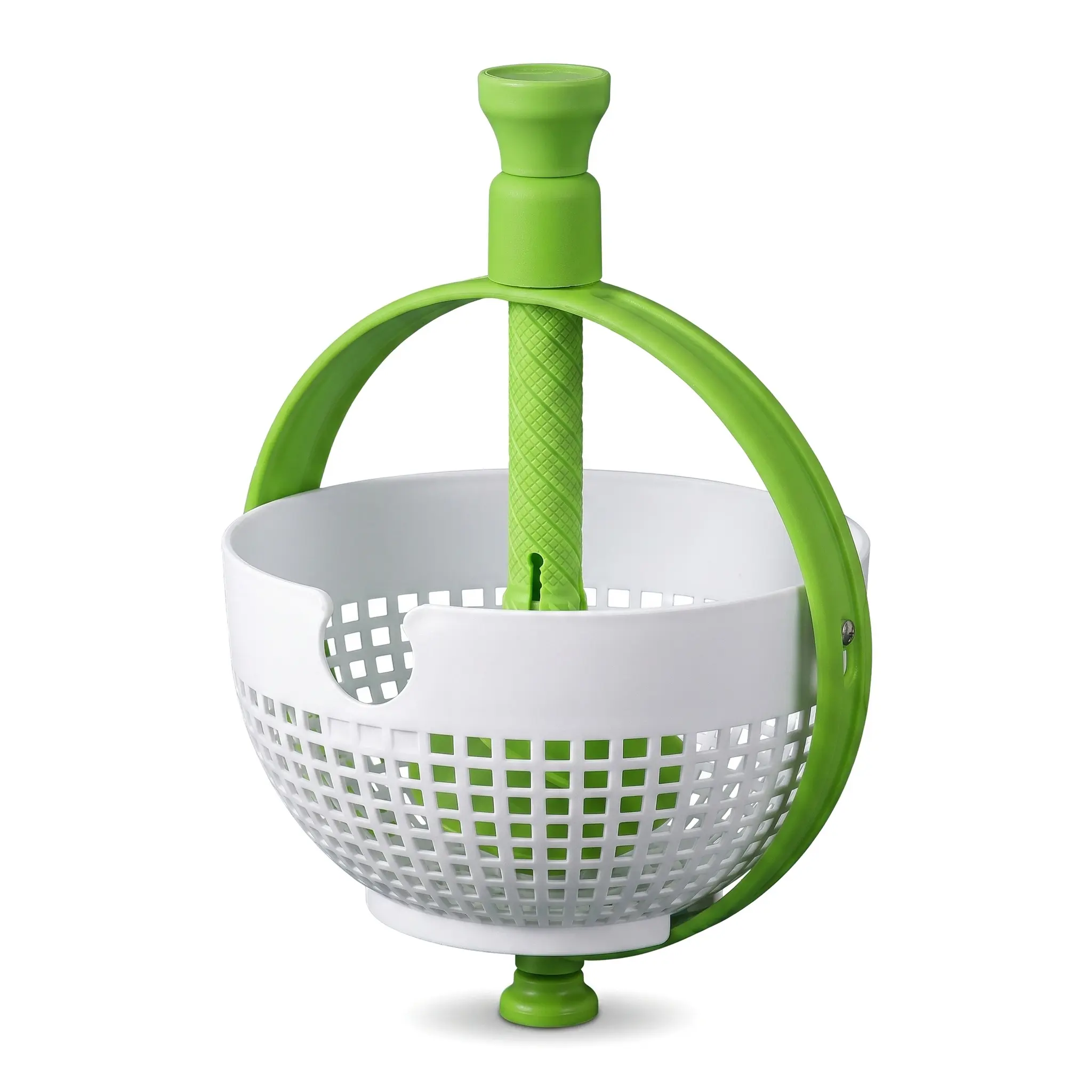 Hand-Press Spinning Design Kitchen Salad Spinner - BPA-Free ABS Durable Detachable Colander Basket, Fast-Spin Fruit Vegetable Dryer Kitchen Utensil for Food Prep, Potlucks, Detachable Basket, Dual Function Design
