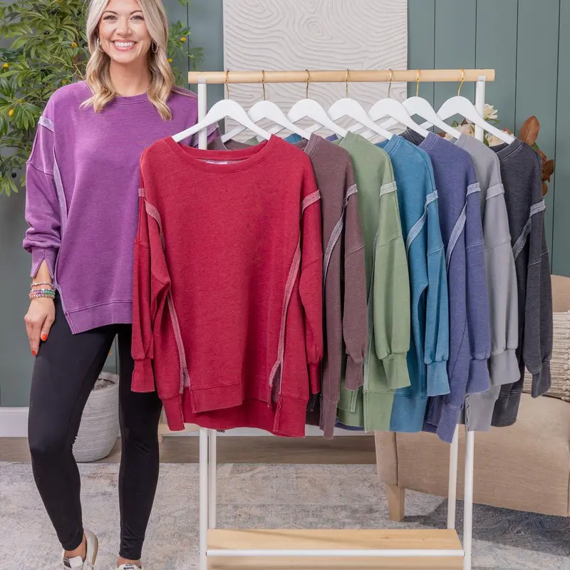 Lived In Exposed Seam Garment Washed Oversized Sweatshirt by DD Design| S - 3XL