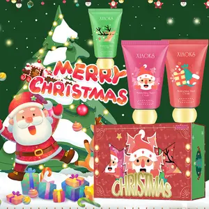 Christmas - themed Moisturizing Hand Cream Gift Box, containing three hand creams printed with cute Christmas elements such as Santa Claus, gifts, and deer, moisturizes hands, full of Christmas atmosphere, suitable for personal use and gifting!