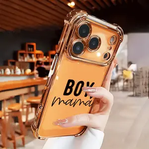 Boy Mama Phone Case for iPhone 17 Air 16 15 14 13 12 11 Pro Max Plus border Electroplating with counter-fall Safety Cushion 2D printing Four-corner Thickened Electroplated Bumper