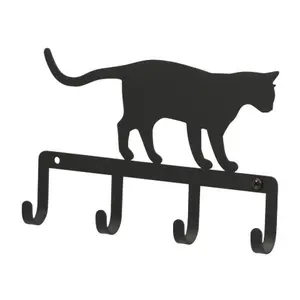 212 MAIN Wrought Iron Cat At Play Key Holder - Powder Finish, Rust-Resistant Animal-Shaped Home Decor Key Hooks with Shelves, Indoor/Outdoor Organiser