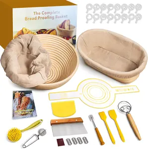 Super All-Inclusive Sourdough Starter Kit, Sourdough Bread Baking Supplies for Beginner with Pot, Banneton Bread Proofing Baskets, Starter Jar, Scraper, Scale, Recipe Book, Bread Making Tools & More