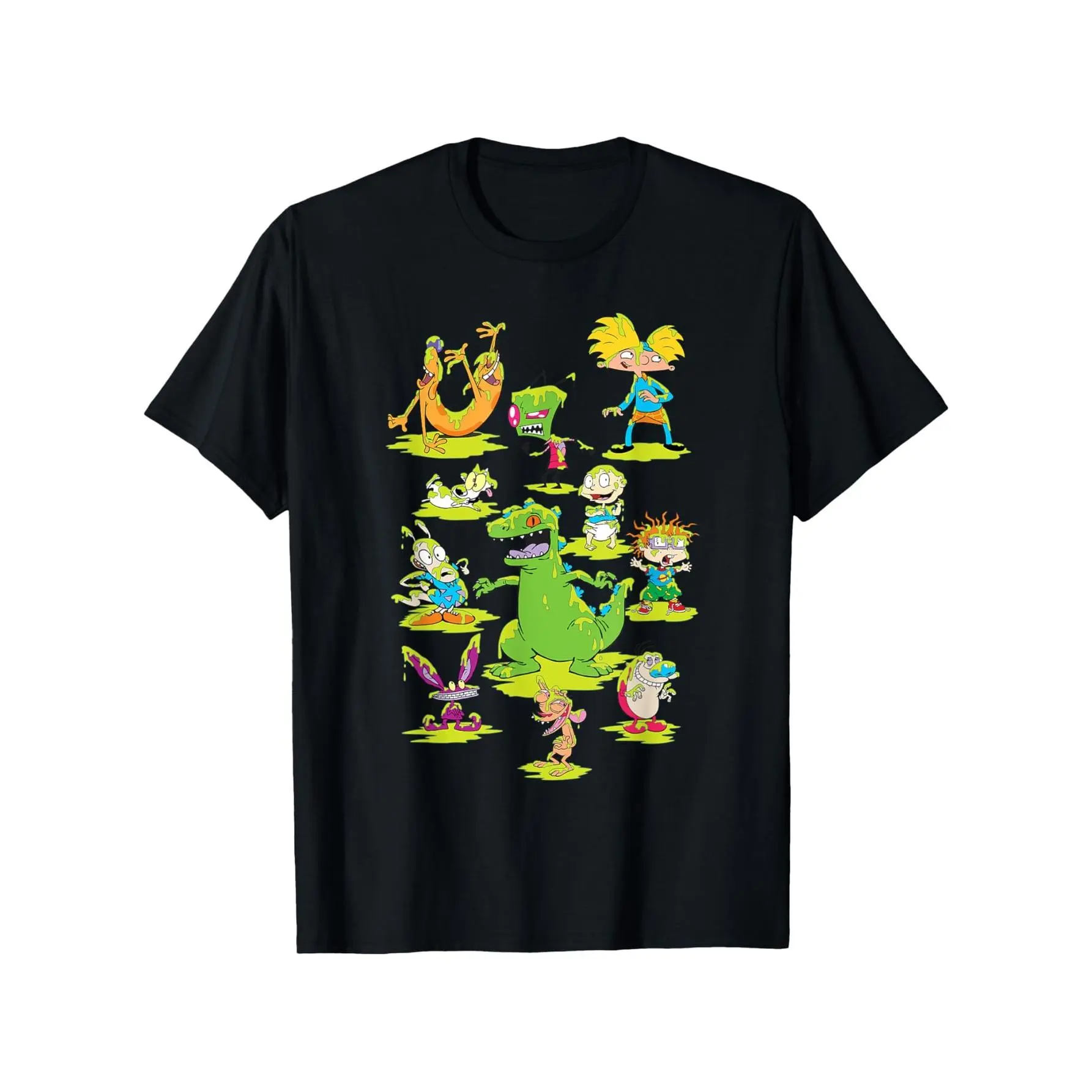 Boys Girls' Nick Rewind 90'S Nick Characters in Slime T-Shirt T-Shirt, Pure Cotton, Fashion Trend, Breathable, Moisture Wicking, Casual Comfortable Top Streetwear Fashion Casual Summer Tee, Short Sleeve T-Shirt, The Best Gift for Boy Girl