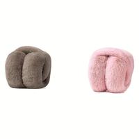 Fur rod earmuffs [brown + pink]