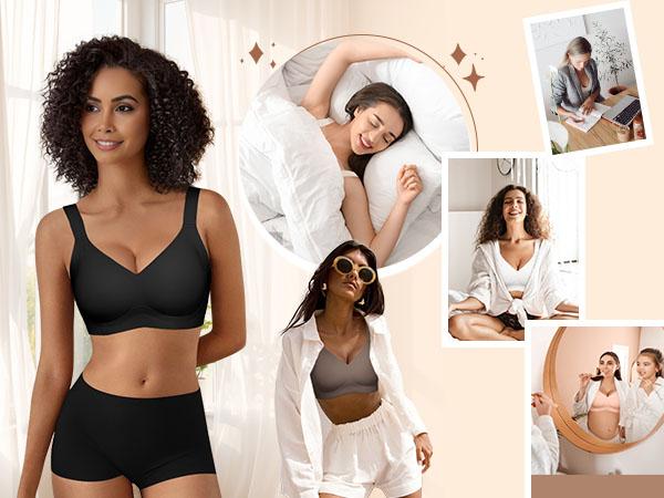 As Fairy Womens Wireless Jelly Bra Plus Size Supportive Seamless Bras Full Coverage Push Up Comfortable No Underwire Tshirt Bras #summervibes