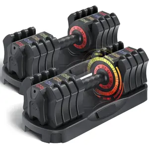 Adjustable Dumbbell Set of 22.5LB Set-1Sec Adjustable Dumbbell Weights-5 in 1 Free Weights Dumbbells Set with Effortless Tray/No-Slip Handle-Compact Size for Women/Men at Home Gym