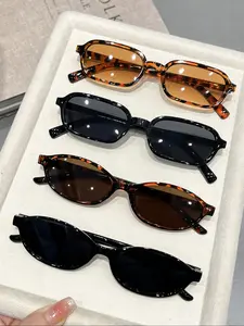 Women's Oval Small Frame Sunglasses Set, Classic Oval Sunglasses, Fashion Casual Style, Perfect for Daily Wear & Outdoor Activities, Trendy Accessory