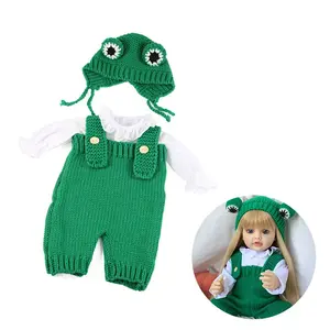 YEEZWOOD 3pcs/Set Pink Knit Outfit for 20-22Inch Dolls -Teddy Bear DIY Doll Clothes Accessories Includes Top, Overalls & Hat! DIY Doll Clothes Perfect for Photoshoots & Daily Play