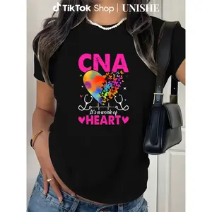 Summer Nursing Assistant Gift Tee – Cotton CNA Work Of Heart T-Shirt