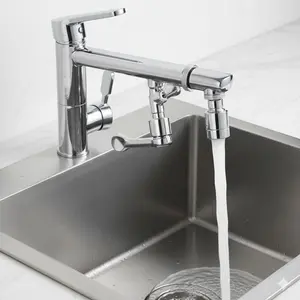 Flexible Rotating Faucet Extender, Kitchen Sink Anti-Splash Aerator with Adjustable Multi-Angle Spray Nozzle, Tool-Free Installation Swivel Arm Faucet Adapter and Water-Saving Filter for Dish Washing