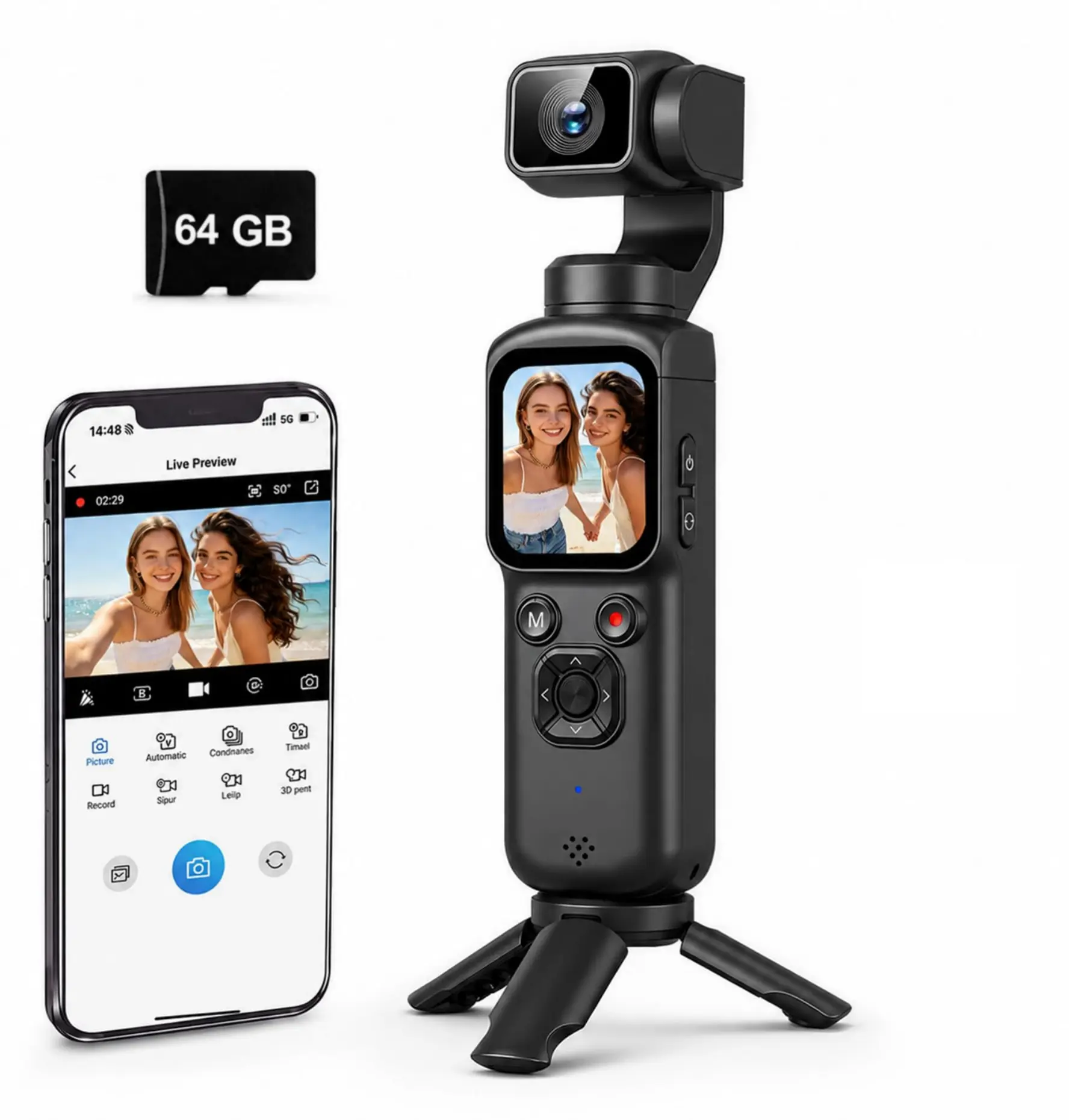 4K Digital Vlogging Camera with Smart AI Face Tracking, Rotating Lens Selfie Camera, WiFi Transfer, Webcam Function & Portable Creator Camera