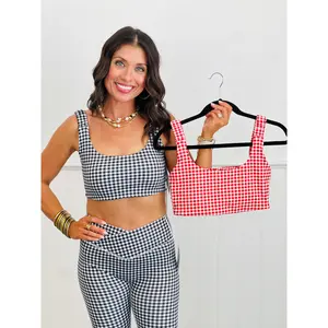 Gingham Print Ruched Bra Top (Reg.) - 2 Colors