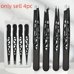 Stainless Steel Precision 1set Tweezer - Professional Slant, Pointed, Flat & Angled Tips for Eyebrow Shaping, Splinter & Ingrown Hair Removal - Unscented Cosmetic Beauty Tools, Cosmetic Makeup Tool for Men & Women