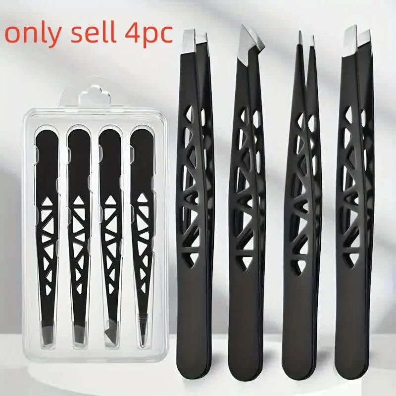 Stainless Steel Precision 1set Tweezer - Professional Slant, Pointed, Flat & Angled Tips for Eyebrow Shaping Kit, Splinter & Ingrown Hair Removal - Unscented Cosmetic Beauty Tools, Cosmetic Makeup Tool for Men & Women