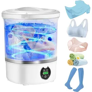 Mini Washing Machine Upgrade Blue Light 3L Capacity Underwear Washer for Family Dorm Camping