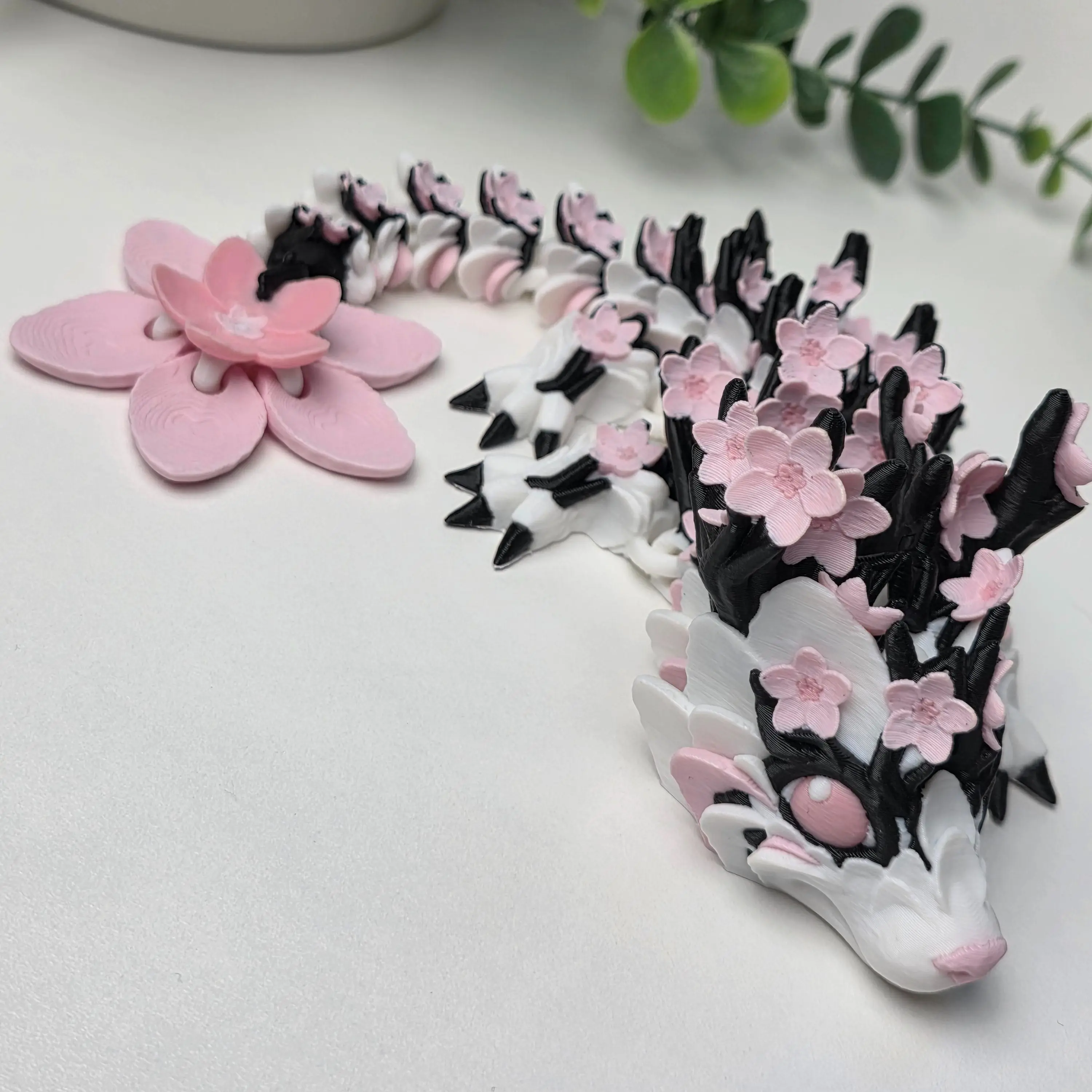 3D Printing Decorative Floral Cherry Dragon Ornament - 3D Printed Mythical Look Accessory for Home & Office Display, Smooth