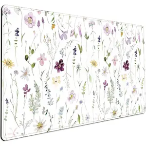 Cute Flower Mouse Pad Aesthetic Desk Mat Plants Large Extended Gaming Mousepad Floral XXL Desk Pad Keyboard and Mouse Mat 31.5''x15.75'', Desktop Decor Protectors Mats for Women Office Girl Gamer