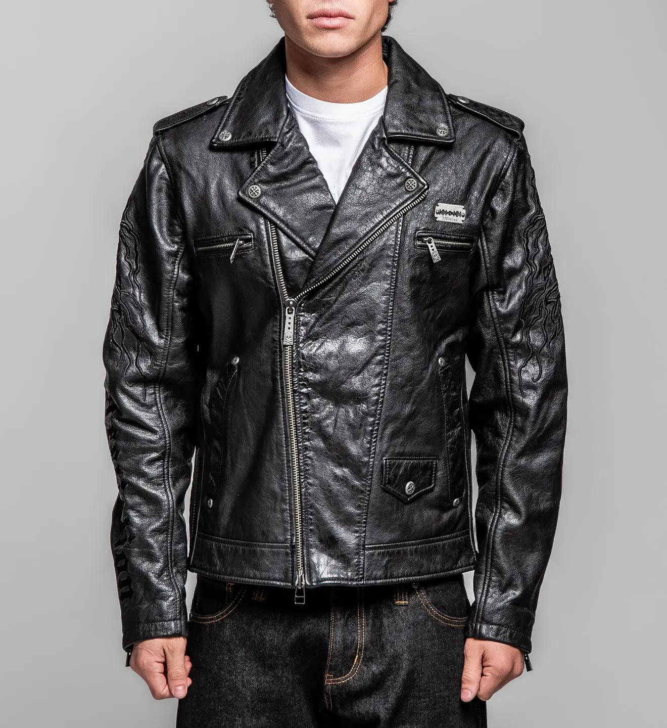 Affliction Men's Faux Leather Jacket Screaming Roots Affliction Men's Faux Leather Jacket Screaming Roots