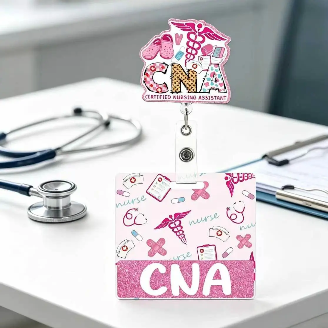 CNA Badge Reel with Retractable ID Holder & Swivel Clip for Certified Nursing Assistants - Practical & Stylish Identity Display for RN MA LPN