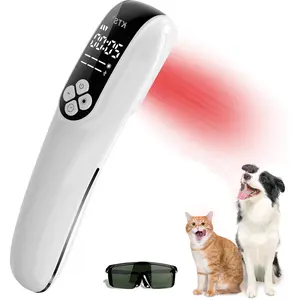 KTS Cold Laser Therapy Device for Pets Portable Mild Red Light Therapy with 4pcs 808nm & 12pcs 650nm Near infrared Laser for Arthritis Pain Relief Electrical Stimulation for Tendon Ligament Recovery White