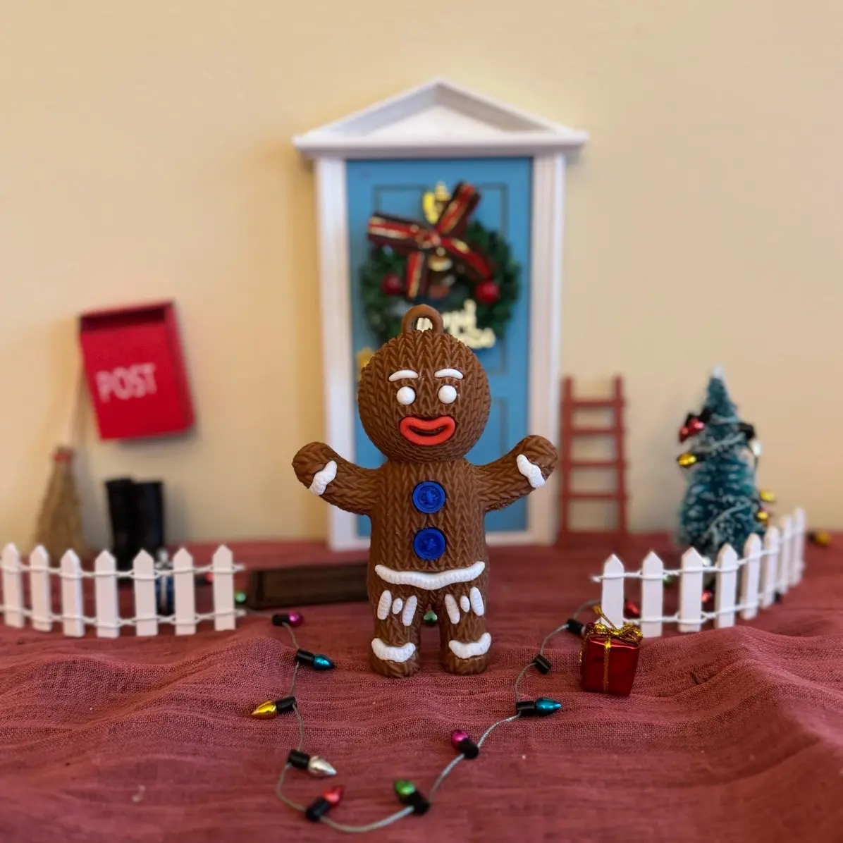 Cute Knitted Gingerbread Man Figure for Christmas Decorations Hanger Hook