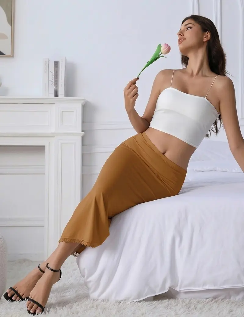 knee length dresses for ladies Farr West Women's Beautiful Beige Polyester Half Slip - 17 inch | Size - XL main image 0