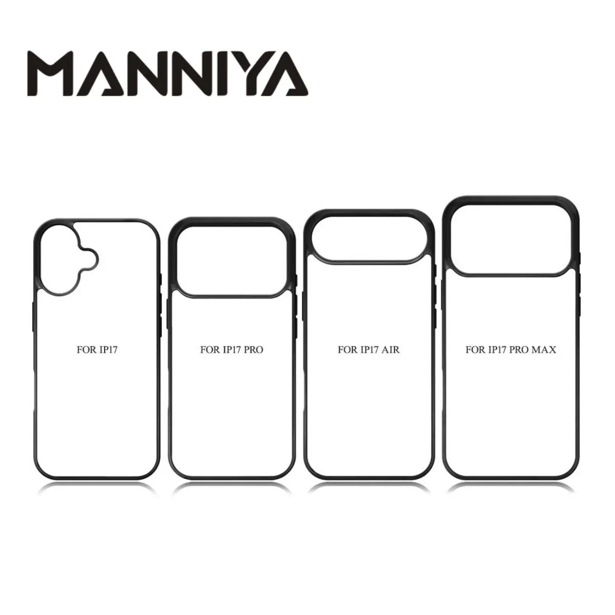 MANNIYA for iphone 17 Air 17 pro max Blank 2D Sublimation TPU+PC rubber phone Case cover with Aluminum inserts 10pcs/lot