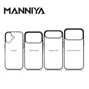 MANNIYA for iphone 17 Air 17 pro max Blank 2D Sublimation TPU+PC rubber phone Case cover with Aluminum inserts 10pcs/lot