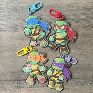 ROTTMNT Keychain, TMNT 2012 Turtle Charms, Kawaii Keyrings Birthday Gifts, ROTTMNT Character Keychains – Cute Acrylic Keychain Charms, Perfect Gift for Fans & Collectors
