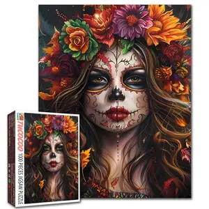 Tucocoo Sugar Skull Girl 1000 Pieces Jigsaw Puzzle, wall decor, stress relief, brain training, gift idea, challenging, family game, 27.56x19.69inch(70x50cm)