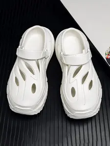 Summer New Men's Functional Hole Shoes, Dark Cool Thick Sole, Breathable, Adjustable Laces, Anti-Slip, Lightweight, Versatile