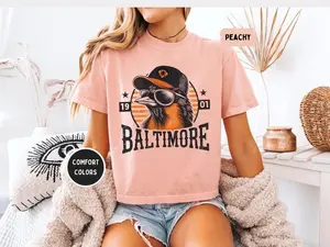 Baltimore Baseball Fan Crop Tee Vintage Game Day Boxy Shirt
