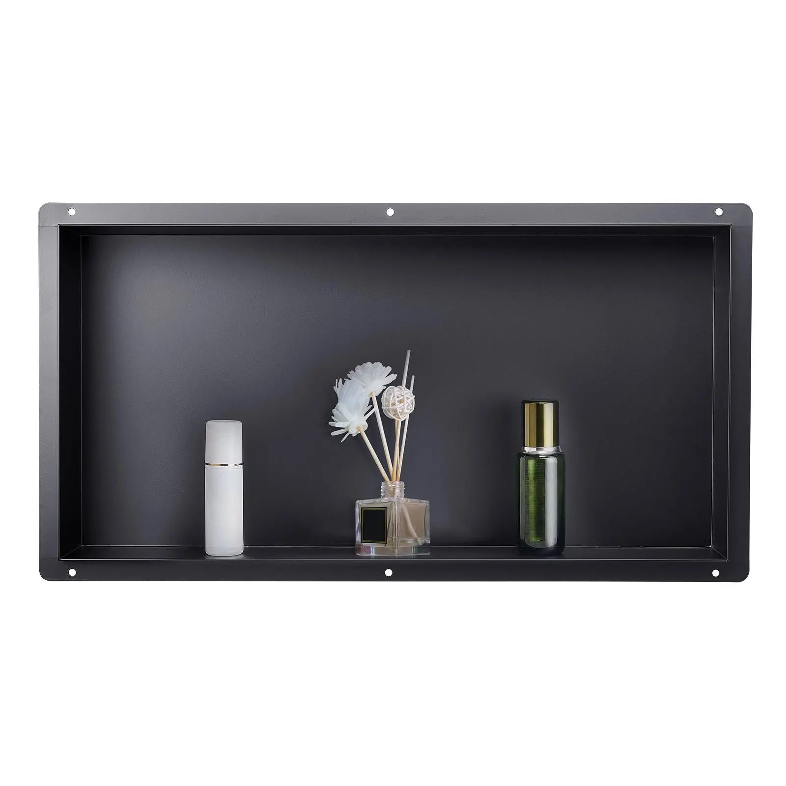 VEVOR Single Layer Frameless Recessed Wall Shower Niche, 4x13x25 in Heavy-Duty Stainless Steel Shower Organizer, Sealed Waterproof, Durable, Easy-to-Install Black Storage for Shampoo, Suitable for Bathrooms, Kitchens, Bookshelves, 4 X 13 X 25 Inches, 92°