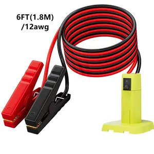 6FT 12AWG Jumper Cables Adapter, Compatible with Ryobi 18V Battery, Portable Battery Jump Starter with Switch