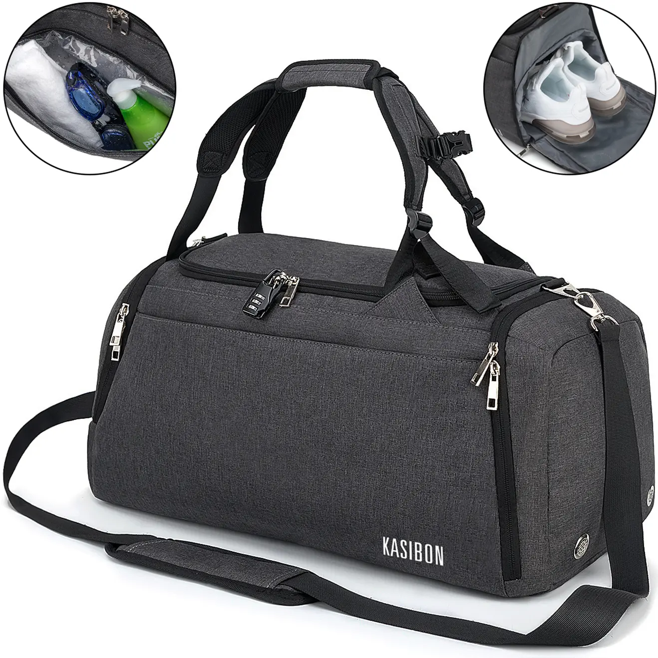 Athletic Style Sports Duffels with Adjustable Strap, 42L Water Resistant Jacquard Polyester Bag for Gym & Travel with Shoe Compartment & Wet Pocket, Water Resistant Bag, Adjustable Strap Sports Duffels, Dry Bag Sports Duffels